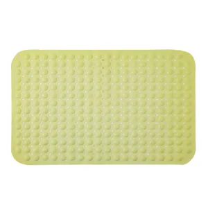 Non-slip PVC bath mat with suction cups and massage dots for bathroom and shower safety use.