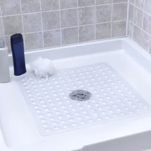 Tapis Antidérapant de Salle de Bain PVC Tapis de Douche Étanche Avec Trous de Drainage et Ventouses Pour Maison