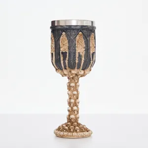 Calice de Crâne Gothique Résine Intérieur en Acier Inoxydable Coupe à Vin Style Antique Décoration de Maison Personnalisée Fête