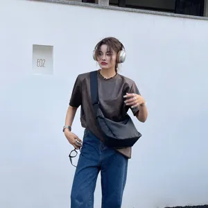 Black dumpling crossbody bag wide strap crescent bag streetwear casual waterproof shoulder bag