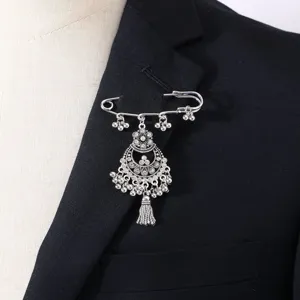 Böhmische Vintage lange Quasten Brosche Sicherheitsnadel Damen ethnische Retro Anzugnadel
