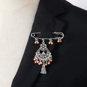 Neugestaltete lange Quasten-Brosche im chinesischen Retro-Boho-Stil für elegante Damen.