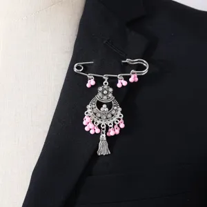 Vintage silberfarbene Strass Broschen mit rosa Perlen Quasten fur elegante Damen Deko
