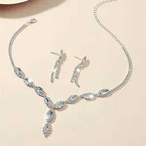 Strass Marquise Goutte Collier Boucles D'Oreilles Ensemble Mariage Bijoux Accessoires