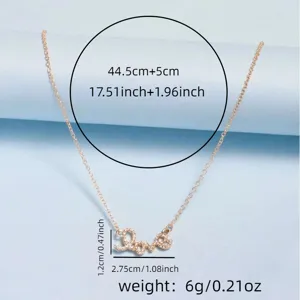 Exquisito collar con colgante de letras Love en oro rosa con circonitas brillantes joya