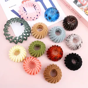 Korean Style Velvet Plastic Birds Nest Hair Clip Ponytail Bun Maker Geometric Hair Accessories For Women