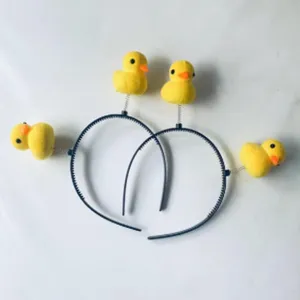 Cute yellow duck plush spring headband novelty hair accessories for kids and daily wear party.