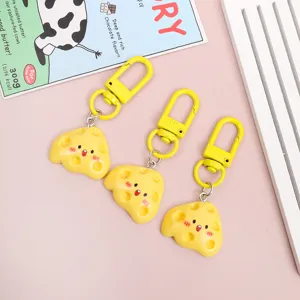 Cute cheese keychain cute simulation food toy pendant girlish heart bestie couple accessory detail shot