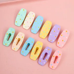 Cute Macaron Polka Dot Duckbill Hair Clips Resin Sweet Hairpins Bangs Clips Daily Hair Accessories For Kids Girls