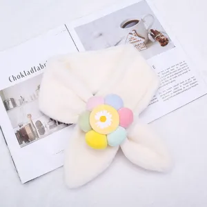 Sciarpa calda in peluche invernale per bambini con simpatico design di girasole colorato, pell