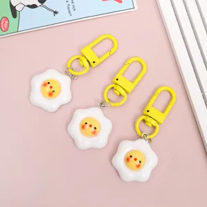 Cute fried egg keychain simulation food hanging ornament sweet style bag charm accessory