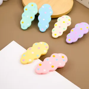 Cute cloud hair clips with colorful polka dots, glossy ice cream colors, sweet style hair accessories.