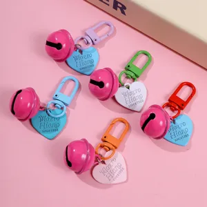Cute colorful heart bell keychain pendant for phone cases, bags and headphone cover accessories.