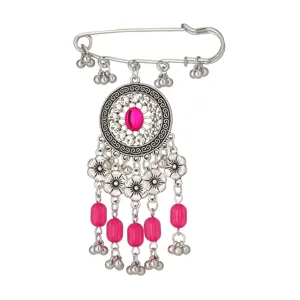 Retro stile etnico strass perla rosa nappa spilla di sicurezza gioiello dettaglio