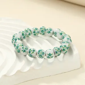 Exquisite porcelain bead bracelet detail ceramic floral wrist chain for elegant daily fashion accessory
