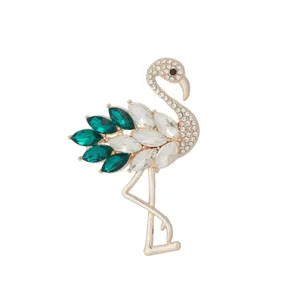 Exquisite rhinestone flamingo brooch pin, elegant crystal animal jewelry for women.