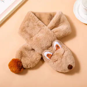 Kids plush winter scarf cute animal design soft warm neck warmer for toddler boys and girls