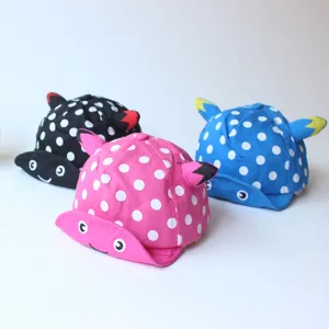 Cute polka dot baby sun hat with lovely horn design, soft brim toddler cap for daily wear.