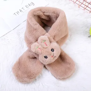 Kids plush winter scarf cute bunny neck warmer soft cozy warm scarf for boys and girls