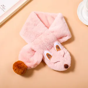 Children plush winter warm scarf cute pink animal design soft comfortable neck warmer