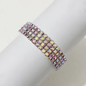 Mehrreihiges Strass Elastikarmband glitzerndes Kristall Barmode für Damenschmuck