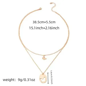 Collar de mariposa dorada de doble capa con colgante, elegante cadena de clavícula para mujer.