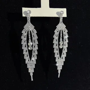 Lange Strass Fransen Ohrringe luxus glitzernde Kristall Hänger Schmuck für Frauen
