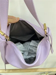 Purple leather shoulder bag casual hobo crossbody bag large capacity daily tote underarm bag