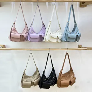 Women's Large Capacity PU Leather Motorcycle Style Crossbody Shoulder Bag Vintage Casual Tote Underarm Bag