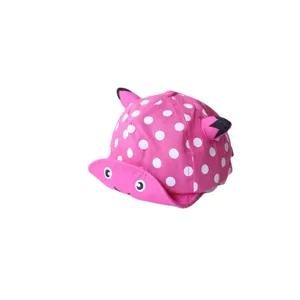 Pink polka dot baby baseball cap with cute horns soft brim sun hat for toddlers 3-36 months