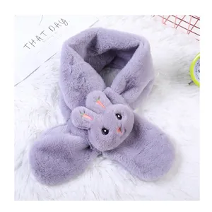 Kids plush winter scarf cute rabbit neck warmer fluffy cozy children cold weather muffler
