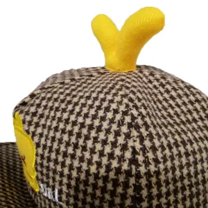 Children autumn winter houndstooth hat cute yellow decor baby warm cap stylish detail view