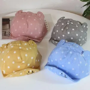 Infant Baby Baseball Cap Cute Smiley Face Embroidery Polka Dot Toddler Sun Hat Adjustable Cotton Kids Sun Hat