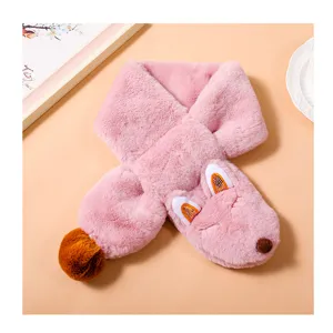 Kids plush winter scarf warm soft fluffy neck warmer cute animal design for boys and girls