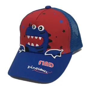 Kids cartoon dinosaur baseball cap breathable mesh summer sun hat for boys and girls