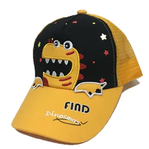 Cute cartoon dinosaur children baseball cap, breathable mesh summer sun hat for boys and girls.