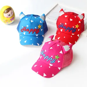 Kids mesh baseball cap summer cute devil horns sun hat boys and girls casual peaked cap