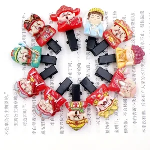 Joli ensemble de pinces à cheveux dieu de la richesse chinois, accessoires rouges.