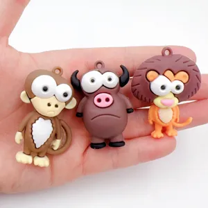 Cute cartoon big eye animal charms resin keychain pendants DIY crafts accessories details view.