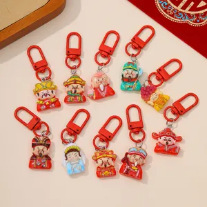 Resin God of Wealth Keychain Cute Cartoon Charms DIY Phone Case Hairpin Accessories Decorative Hanging Ornament