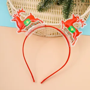 Christmas reindeer antler headband for holiday party decoration, cute plastic hair hoop props.
