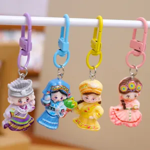 Niedliches chinesisches Opernfiguren Schlüsselanhänger Set, bunter Taschen Deko Anhänger.