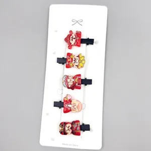 Ensemble de pinces à cheveux Dieu de la richesse chinois, accessoires festifs du Nouvel An.