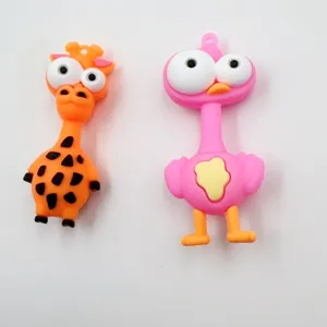 Cute cartoon big eye animal silicone keychain pendant accessory detail view for bags keys