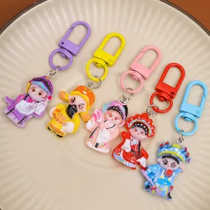 Chinese opera character keychain set cute resin bag pendant cartoon key ring cute accessories