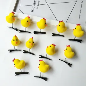 Pinces à cheveux mignonnes canard jaune pour enfants, pinces à ressort en peluche cadeau.