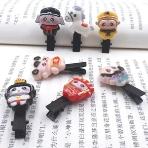 Cartoon Journey to the West Q-version children hair clips, cute resin DIY hairpins for boys and girls.