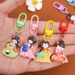 Ancient style cartoon girl keychain cute Chinese traditional cultural pendant bag charm decor