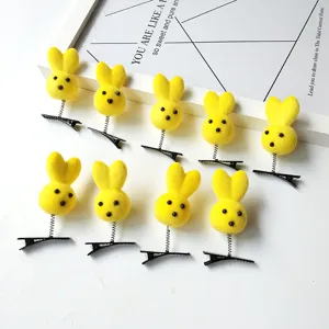 Jolies pinces à cheveux ressort en peluche jaune pour enfants, accessoires mignons 9pcs.