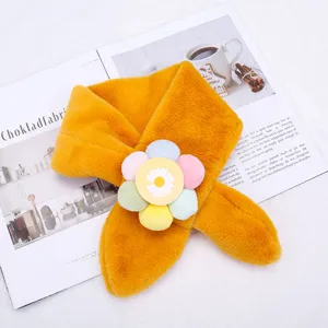Sciarpa invernale di peluche per bambini pelliccia sintetica gialla girasole caldo